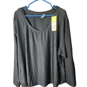 ALL IN MOTION Womens Long Sleeve Ribbed Side Black Color Top 4X NWT